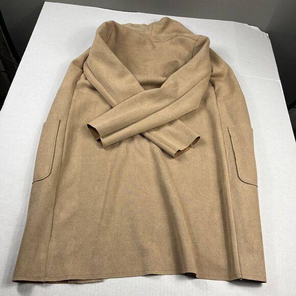 Tahari Womens Faux Leather Jacket Brown Open Front Mid Length Relaxed Fit XS - Picture 11 of 12